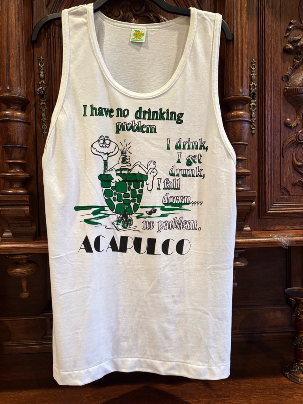 Acapulco Graphic Tank Top - White /Green / Black Print